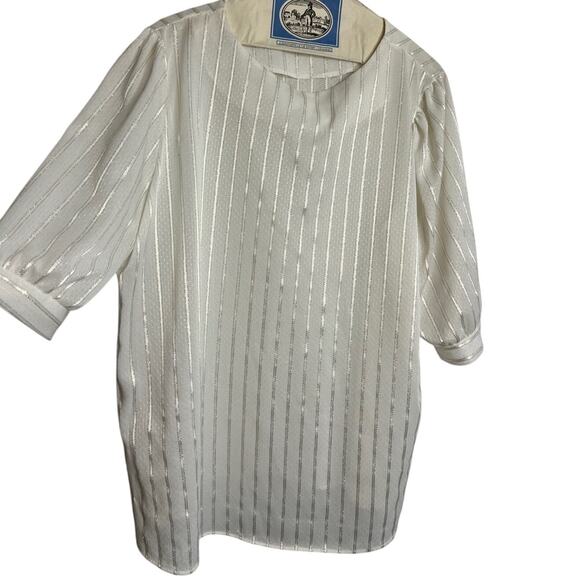 Ivory Striped Womens Blouse, Size Small - Picture 1 of 9